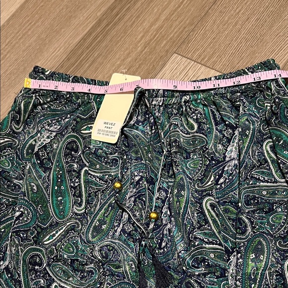 Boho Paisley Print Green and Blue pants - Picture 8 of 9